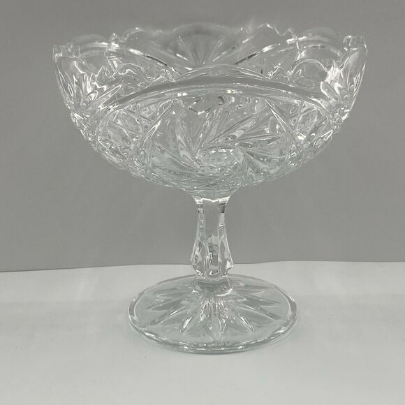 Vintage Exquisite Star of David Cut Crystal Footed Pedestal Bowl Candy Dish 7" - Picture 12 of 12